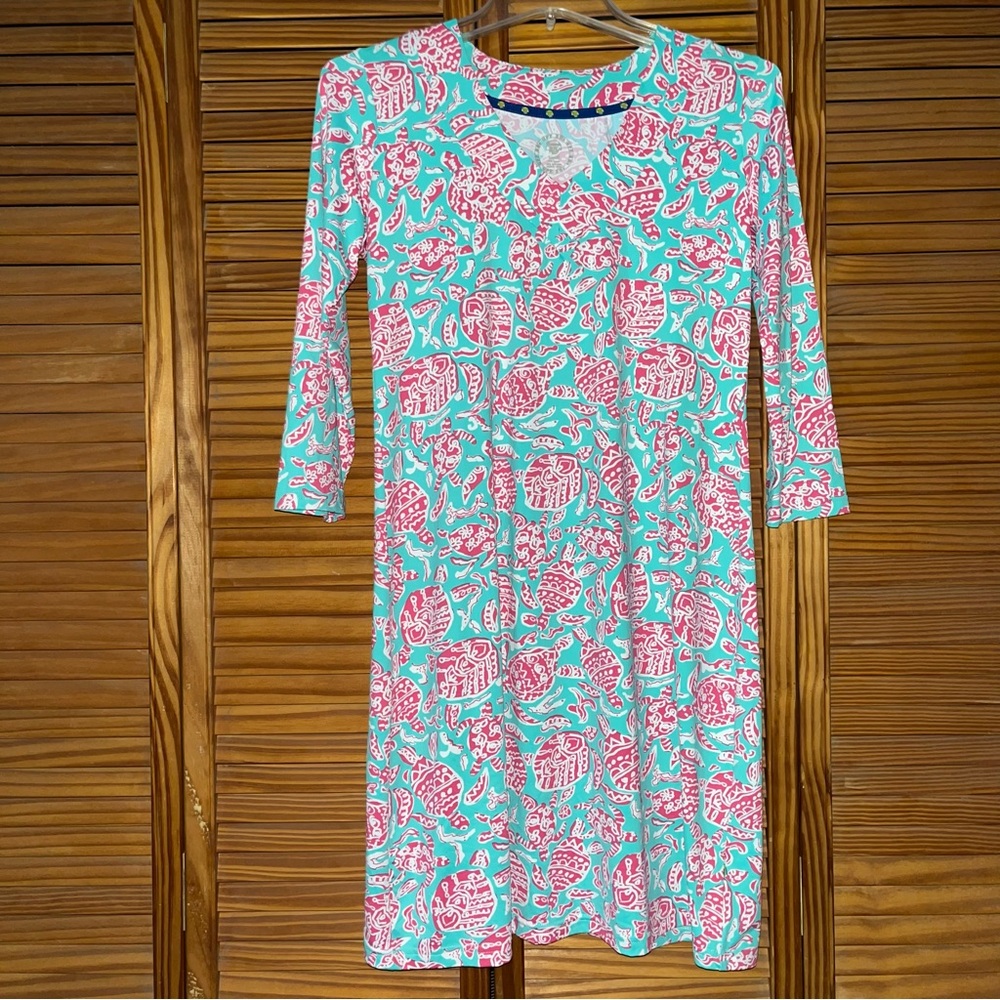 Banana Boat SPF50+ Turtle Print 3/4‎ Sleeve V-neck Small Dress